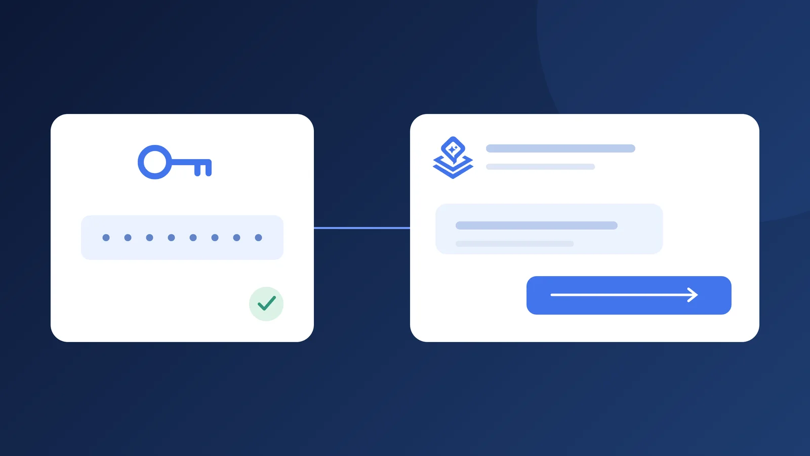 Conceptual illustration of a provider key securely connecting to a Pinny conversation.